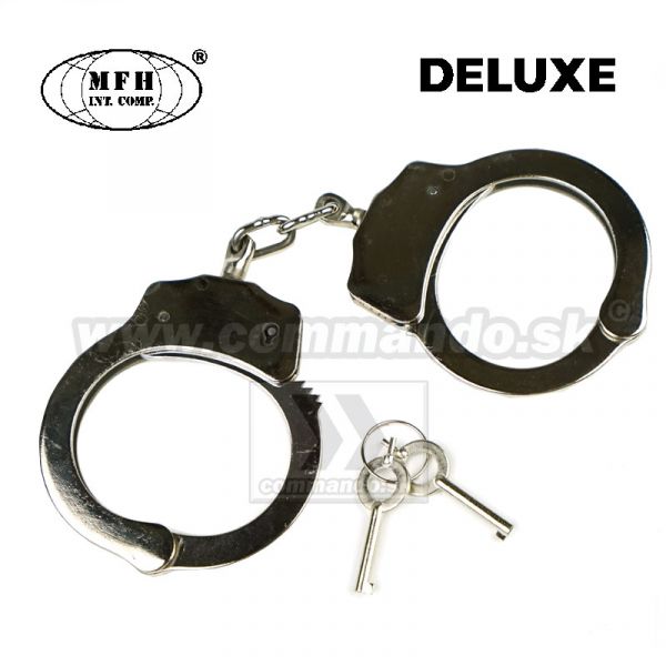Putá kovové De Luxe niklované Handcuffs Nickel