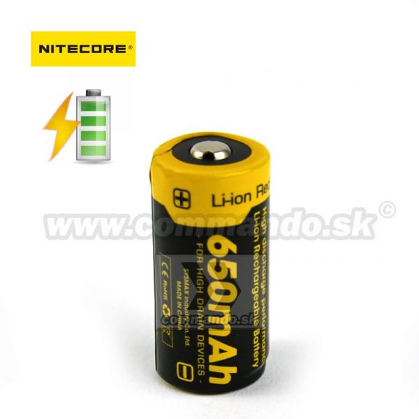 Nitecore Nabíjateľná Batéria RCR123A 650 mAh 3.7V NL166