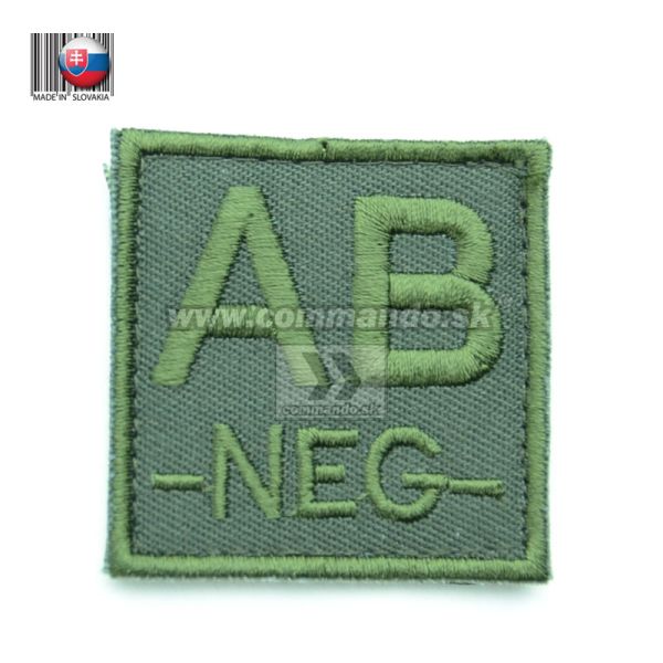 Nášivka Veľká AB- Negativ Olive Krvná skupina