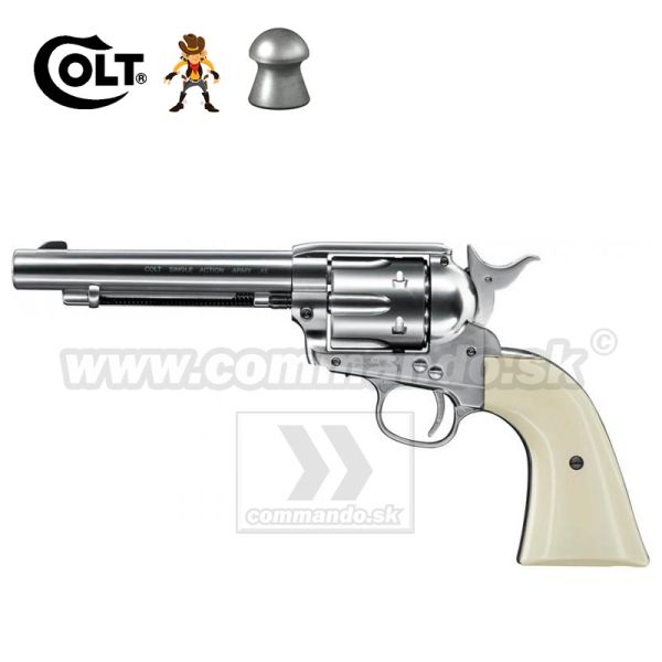 Vzduchová pištoľ Revolver Colt SAA .45 Peacemaker Nickel CO2 4,5mm, airgun