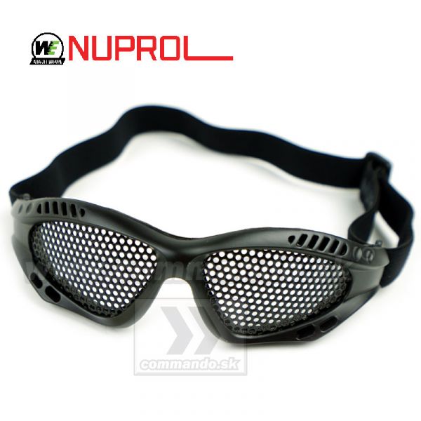 WE Nuprol NP Shades Taktické čierne okuliare s kovovou mriežkou Black