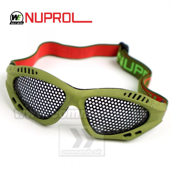 WE Nuprol NP Shades Taktické zelené okuliare s kovovou mriežkou Olive